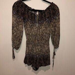 Brown tones free people off the shoulder romper
